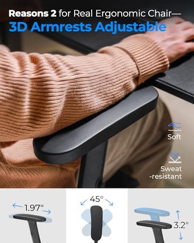 CabeVibe Ergonomic Office Chair - Big & Tall 6'6" Mesh Chair with Dynamic Lumbar Support, 4-in-1 Quick Adjust, 350lbs Capacity - BIFMA Certified Computer Chair for Home Office 5