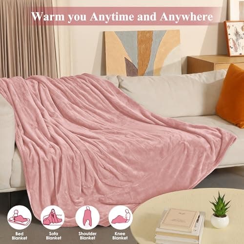 COZYTY Electric Blanket Full Size, Super Soft Cozy Upgraded Flannel Heating Blanket with 6 Heating Levels & 1-10 Hours Auto Off, Fast Heating & Overheat Protection, 72" x 84", Candy Pink 6