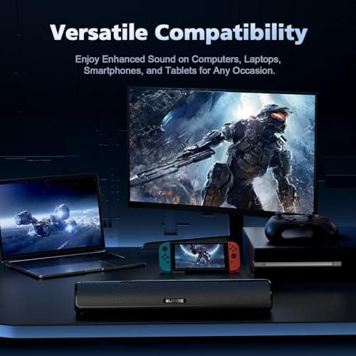 Computer Speakers for Desktop PC, 20W HiFi Stereo PC Soundbar with Bluetooth 5.3 & 3.5mm AUX, Slim Computer Sound Bar for PC Desktop, Laptop & Monitor 5