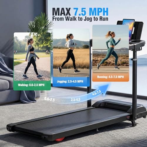 Treadmill with Desk Workstation & Adjustable Height, 450 LBS Weight Capacity, Folding Treadmill with 15 Level Incline, Bluetooth Speaker & App, Portable 3.5HP Walking Pad with Desktop for Home Office 5