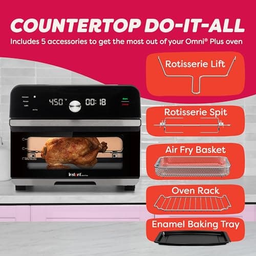 Instant Pot Omni Plus 19QT/18L Toaster Oven Air Fryer, 10-in-1 Functions, Fits 12" Pizza, Crisp, Broil, Bake, Roast, Toast, Warm, Convection, 100+ In-App Recipes, from the Makers of Instant Pot, Black 5