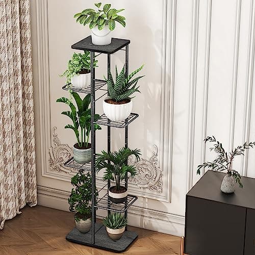 Simple Trending Plant Stand Shelf Indoor Outdoor Waterproof, 6-Tier 7 Potted Heavy Duty Metal Tall Flower Holder for Multiple Corner Display 5