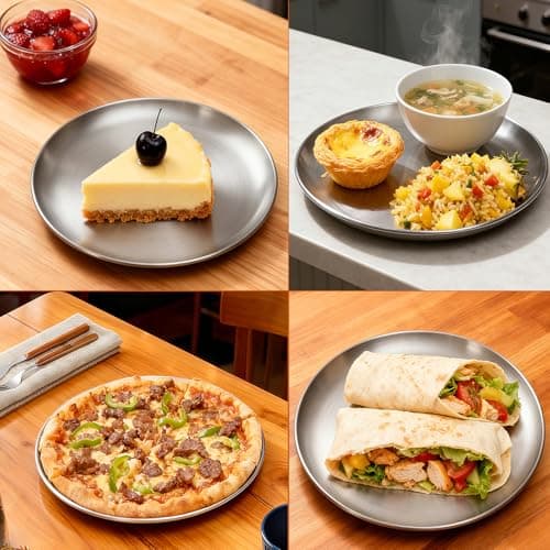 YeKuKing 16 Inch Pizza Pan for Oven 2 Pack Stainless Steel Baking Sheet Round Plates for Cake Pie and Salad Pizza Steel Large Tray Oven Dishwasher Safe & Easy Clean 7