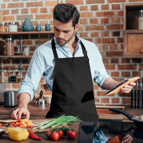IMERAGO 15 Pcs Adult Aprons Bulk with Pockets Adjustable Bib Chef Apron for Women Men Painting Cooking Crafting (Multicolor, L) 7
