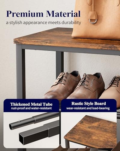 Kitsure Shoe Rack for Closet, Rustic Brown Shoe Organizer with Leveling Feet, Sturdy & Rust-Proof Shoe Storage for Entryway, Bedroom, Living Room, 29.5" x 11.4" x 24.8", Brown 8