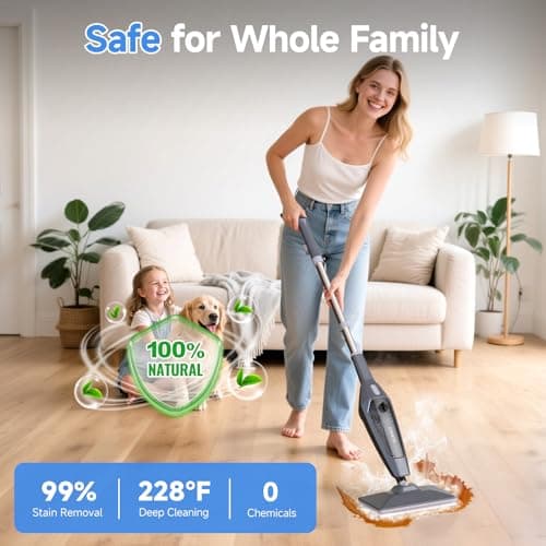 SENMO Steam Mop, 14-in-1 Detachable Steam Cleaner for Home and Floor, 1300W 228°F Deep Cleaning MultiPurpose Floor Steamer with 14 Attachments for Hardwood Floors, Tile, Grout, Furniture, Carpet, Wall 5