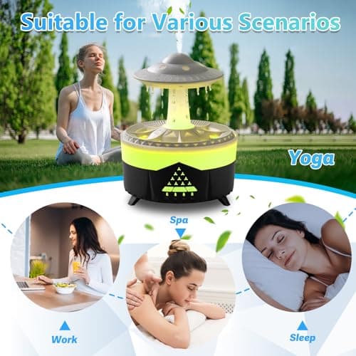 Essential Oils Diffusers for Home 350ml, Aromatherapy Diffusers for Essential Oils Large Room with R/C, 7 Color & 3 Lighting, Cool Mist Humidifiers for Bedroom & 3 Timers Office Yoga Black 6