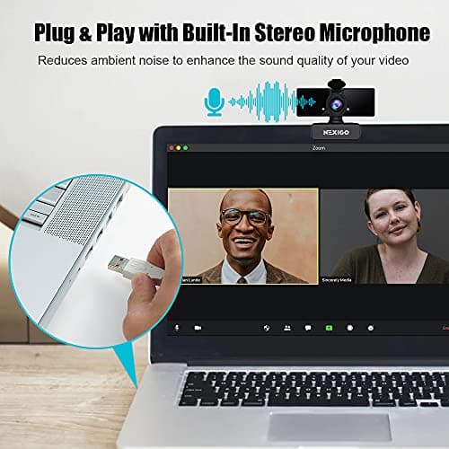 NexiGo N660 1080P Business Webcam, Dual Microphone & Privacy Cover, USB FHD Web Computer Camera, Plug and Play, for Zoom/Skype/Teams/Webex, Laptop MAC PC Desktop 5