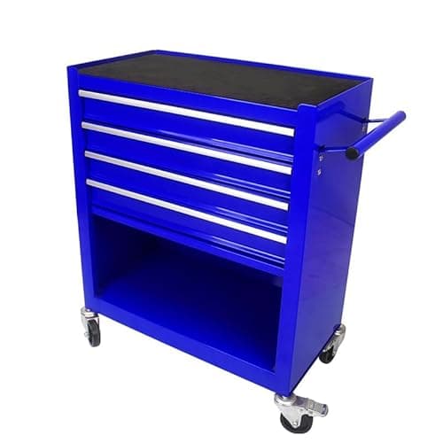BouPower Rolling Tool Chest, 4-Drawer Rolling Tool Box with Interlock System and Wheels for Garage, Warehouse, Workshop, Repair Shop Blue 6