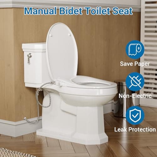 GarveeTech Round Non-Electric Bidet Toilet Seat, Self Cleaning Dual Nozzles Toilet Seat with Soft Close Lid, Quiet-Close Design and Adjustable Water Spray, White Bidet Attachment for Round Toilets 6