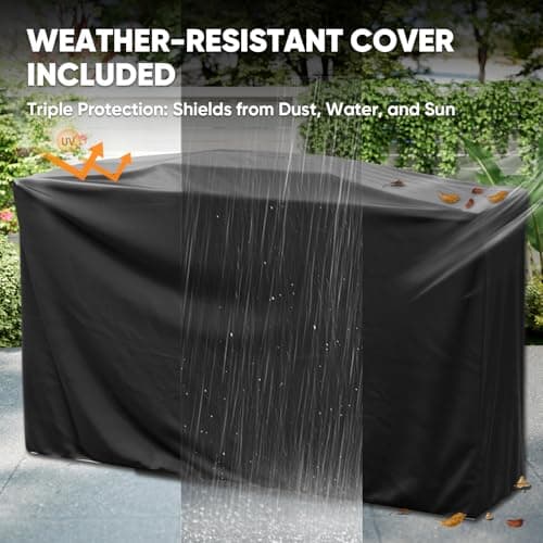 INTER HUT 63'' Smokeless Outdoor Propane Fireplace with Tank Storage & Extra Storage Cabinet, CSA Certified 50,000 BTU Patio Fire Pit with Cover for Garden, Backyard and Patio, Black/Beige 7