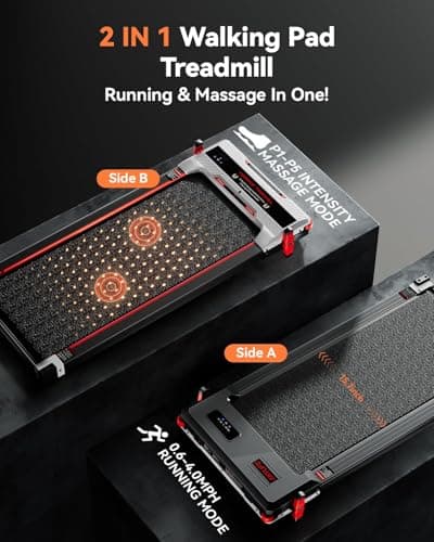 Walking Pad Treadmill, Anylife Incline Walking Pads Under Desk 330lb Capacity, 2.5HP Portable Treadmills for Home, Compact Treadmill Small Running Pad with LED Display, Remote Control, White Black 5