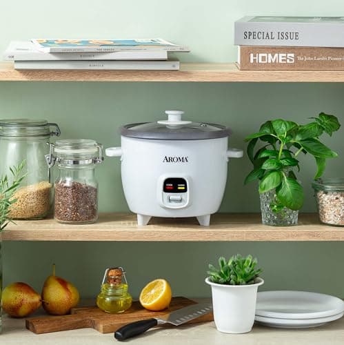 AROMA Rice Cooker, 3-Cup (Uncooked) / 6-Cup (Cooked), Small Rice Cooker, Oatmeal Cooker, Soup Maker, Auto Keep Warm, 1.5 Qt, White, ARC-393NG 8