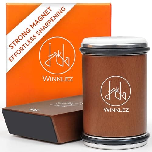 Rolling Knife Sharpener with Diamond and Ceramic Discs, Kitchen Knife Sharpener with 15° & 20° Magnetic Angles, Strong Knife Sharpening Kit (Brown)