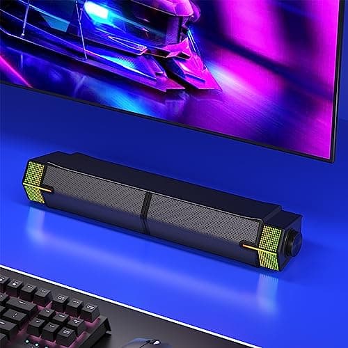 Jeecoo M20 Bluetooth Computer Speakers for PC Desktop Monitor, Gaming PC Sound Bar - Wired USB-Powered, Superb Stereo Sound, with Gradient RGB Lighting - Combine/Separate to Customize Your Desk 7