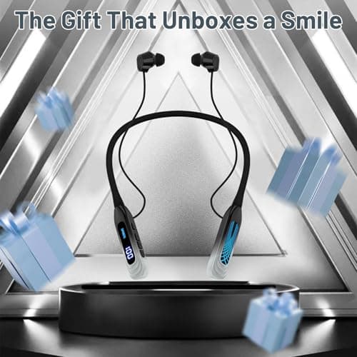 Podity Neckband Bluetooth Headphones, 1000H Extra Battery Life with Display Magnetic Earphones,Wireless Stereo Earbuds with Microphone, Waterproof in-Ear Headset for Sports/Workout/Office (Silver) 9