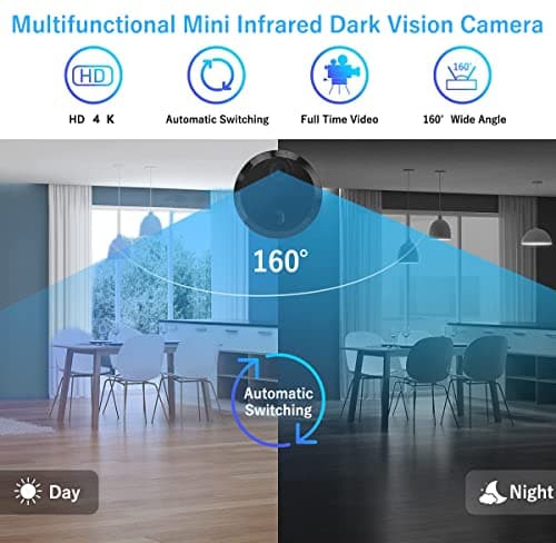 HsiaoPun HD 4K WiFi Wireless Camera, Equipped with Night Vision and Motion Detection Functions, Supports 32GB SD Card - APP Control Camera for Baby, Pets(Video Only) 6