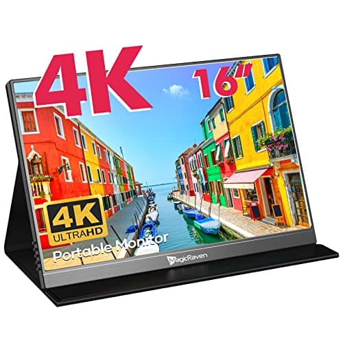 MAGICRAVEN 4K Portable Monitor, 16" 3840x2400 IPS Laptop Screen, 1500:1, 400 Nits Screen USB C HDMI Computer Gaming Display with Speakers & Smart Cover, Travel Monitor for PC Phone PS5/4 Xbox Switch