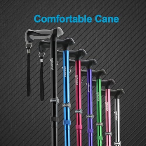 REHAND Walking Cane - Foldable, Adjustable, Collapsible Walking Canes for Men & Women, Heavy Duty All Terrain Tip, with Travel Bag | Walking Sticks for Seniors & Adults (Natural Black) 8