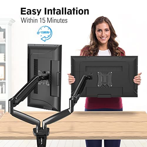 MOUNTUP Dual Monitor Mount for 2 Max 35 inch Ultrawide Screens, Hold 6.6-30.9lbs, Full Motion Gas Spring Monitor Desk Arm, Heavy Duty Dual Monitor Stand for Desk, VESA Bracket with Clamp/Grommet Base 8