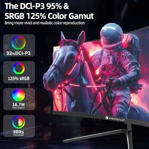 34 Inch Curved Gaming Monitor, (3440x1440) 165Hz Ultrawide Computer Monitor, AMD FreeSync, 1500R, HDR, 125% sRGB, DCI-P3 92%, HDMI/DP and Built-in Speaker, VESA 100 x 100mm " 4