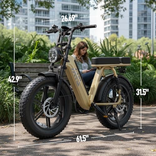 TST Electric Bike for Adults, 1500W Peak Motor Ebike with 48V 15Ah Built-in Battery, 60 Miles Range 28 MPH Electric Bicycle, 20" Fat Tire Step-Thru E Bike with Rear Seat, Safety Tested to UL 2849 7
