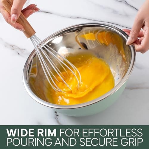 COOK WITH COLOR Stainless Steel Mixing Bowls Set - Nesting Bowls, 6 Pieces, Green 5