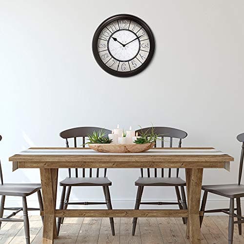 Presentime & Co. 12.6" Illuminated Farmhouse Wall Clock, Silent Battery Operated Night Light Wall Clock with Smart LED Sensor for Living Room, Bathroom, Kitchen, Home Office, Oil Rubbed Bronze Finish 7