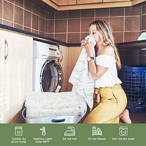 Full Size Mattress Protector Waterproof Mattress Pad Washable Bamboo Rayon Mattress Cover Breathable Noiseless Bed Protector 5" - 21'' Elastic Fitted Deep Pocket 8