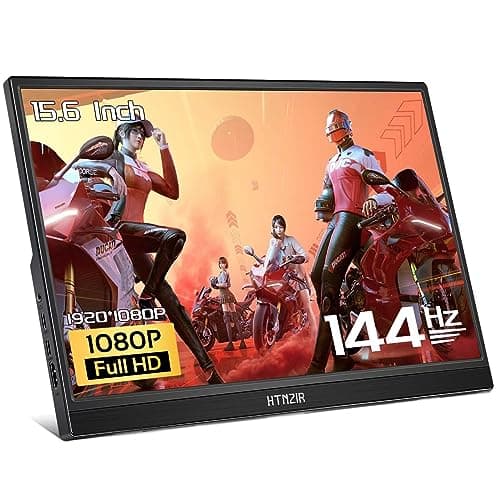 HTNZIR 15.6" 144Hz Portable Gaming Monitor, 1920 * 1080 Resolution, USB-C/HDMI Ports, Travel Monitor External Screen for Laptop, PC, PS5, Mac, Xbox Built-in Speakers and VESA Kickstand
