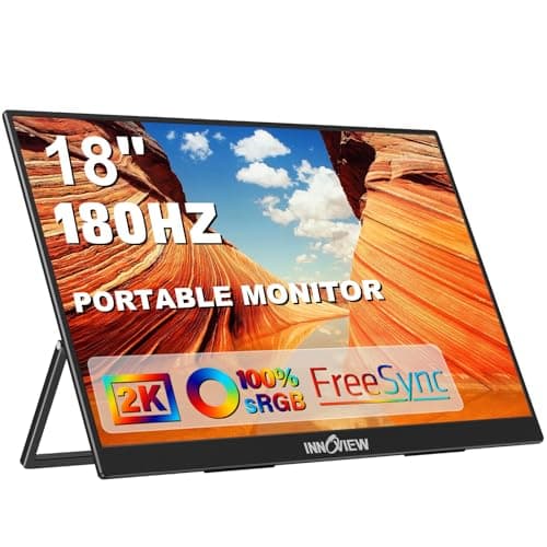 InnoView 2K 180HZ Portable Monitor, 18" OD Gameplus 2560x1600 QHD 100% sRGB Portable Gaming Monitor with Kickstand HDR FreeSync Travel Monitors for Game Console, PS5, Switch, PC, Phone