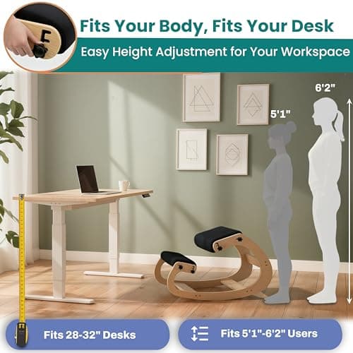 NYPOT Ergonomic Kneeling Chair with Adjustable Seats - Knee Chair for Posture Correction & Kneel Rocking Stool for Desk - Back Pain Relief for Home and Office, Supports 250 pounds - 5 Years Warranty 5
