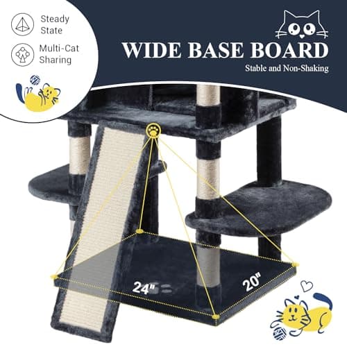 Allewie 68 Inches Cat Tree/House and Towers for Big Feline/Scratching Post/Multi-Level Large Kitty Climbing Tree with Condo/Smokey Grey 8