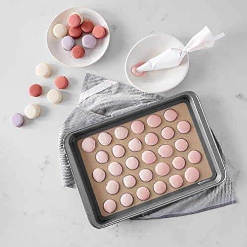 Amazon Basics Silicone Baking Mat for Macarons, Non-Stick, Food Safe, Reusable, Oven-Safe, 16.5" x 11.6", Beige/Gray, 2-Pack 7