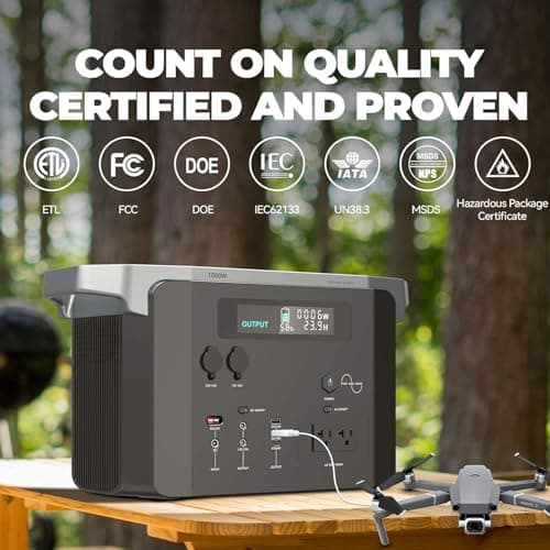 Portable Power Station 1000W - 1075Wh Camping Solar Generator with 9 Ports, AC Outlet DC USB PD Output, IPX4 Outdoor Power Supply for CPAP RV Home Use Emergency Backup 5