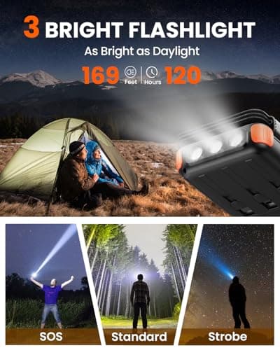 SOARAISE Wireless Solar Power Bank, 25000mAh Solar Charger with Built-in 3 Cables, Dual Outputs, 4 Solar Panels & 3 LED Flashlights, Portable Phone Charger for Outdoor Camping 8