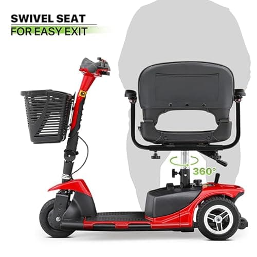 Magshion Folding Mobility Scooter for Adults and Seniors, Foldable Heavy-Duty All-Terrain, 3-Wheel (Red) 6