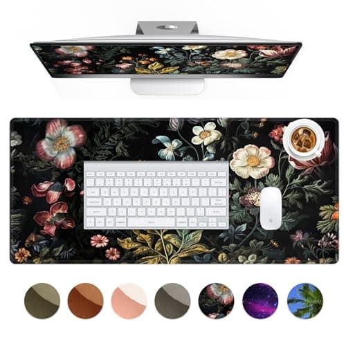 HAOCOO ​​Vintage Aesthetic​​ Floral Plant Desk Mat, Desk Matt for Desktop, Large Mouse Pad Drom Decor, Keyboard Mats for Desk, Computer Desk Cover Mat for Office, Home and School Accessories