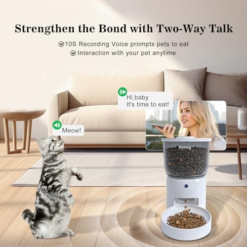 Automatic Cat Feeder with Camera, 3L Smart WiFi Pet Food Dispenser for Cats & Small Dogs, App Control, Voice Recorder, Dual Power, Customizable Feeding Schedules, Anti-Clogging Design 5