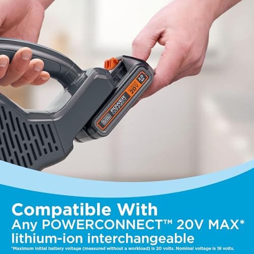 BLACK+DECKER POWERSERIES 20V MAX Cordless Stick Vacuum Cleaner, Household Vacuum Cleaners for Hardwood Floors and Carpet, LED Lights, Detachable, Anti-Tangle, Lightweight, Bagless (BHFEA18D1) 12