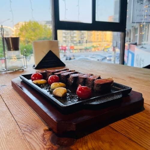 FJPTFENG Cast Iron Steak Plate, Grill Pans, Sizzle Griddle with Wooden Base, Steak Pan, Griddle Grill Pan with handles (Plate with Base 6.7" x 4.4") 7