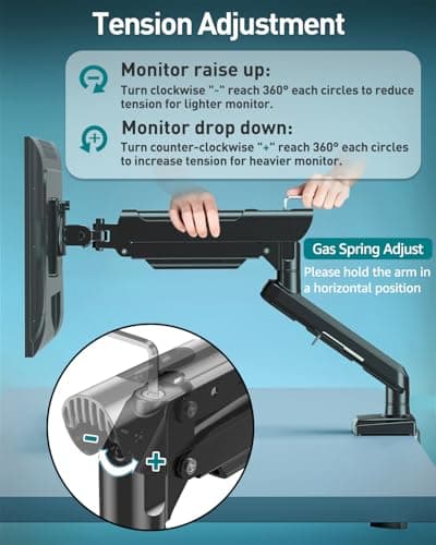 Single Monitor Desk Mount, 13-32 inch Adjustable Full Motion Monitor Arm, Computer Monitor Stand Holder with Clamp and Grommet Base, Fits 4.4 to 22lbs Screens, VESA Mount Bracket, Black, Freelift Pro 8