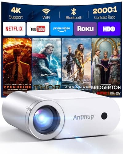 Mini Projector With WiFi and Bluetooth, 400 ANSI Portable Mini Projectors for iPhone, Native 1080P 4K Support Home Theater for Outdoor, 200” Display for Smartphone/HDMI/USB/TV Stick