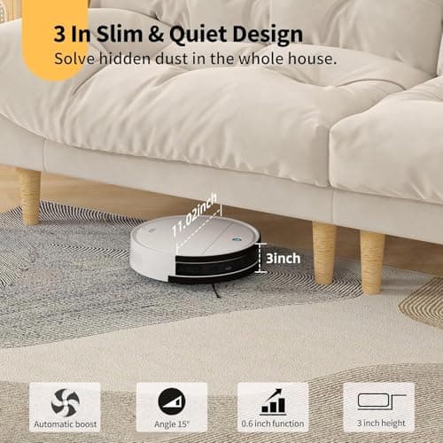 OKP Life Robot Vacuum K5 with 120 Min Runtime, Vacuum Robot Cleaner Compatible with Alexa/APP/Wi-Fi, Self-Charging Super Mini Quiet Robotic Vacuum for Carpets and Hard Floors for Pet Owners and Woman 7
