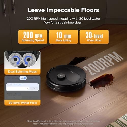 roborock QV 35S Robot Vacuum and Mop, All-in-one Vacuum Cleaner, 10,000Pa Powerful Suction, Self Emptying & Refilling, Self Mop Washing & Air Drying, Anti-Tangle Brushes for Home, Pet Hairs, Black 5