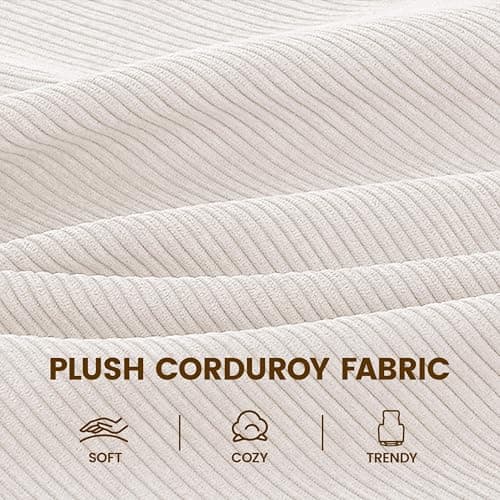 Yaheetech 360° Swivel Glider Chair for Nursery, Rocking Chair Nursing Chair with Side Pockets, Corduroy Glider for Living Room with High Back Beige 8