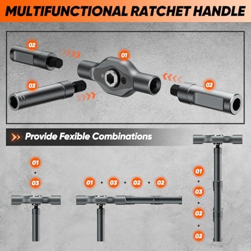 Saker 42 in 1 Magnetic Screwdriver Set, Multi Bit Free Combination Ratchet Screwdriver Set Portable Repair Tool Kit for Gifts Furniture, Computer, Bicycle and DIY Grey 7