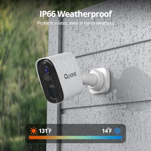 QNINE Security Camera Wireless Outdoor, 2K Battery Powered 5GHz WiFi Camera with 2-Way Audio, PIR Motion Detection, IP66 Waterproof, Color Night Vision, TF/Cloud Storage(up to 256G), Work with Alexa 6