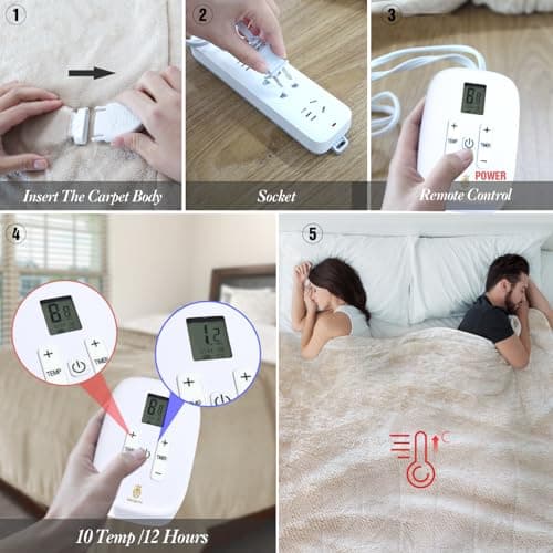 Marquess King Size Electric Blanket with Dual Control,Flannel Sherpa Washable and Comfortable Heated Blanket with 10 Heat Settings, Safety 10 Hours Auto-Off(King, Grey) 6