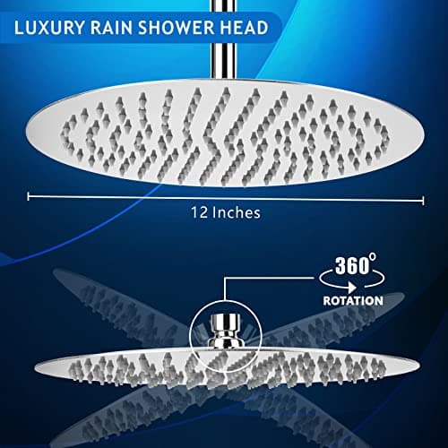 Voolan Rain Shower Head, High Flow Large Rainfall Showerhead Made of All Metal Stainless Steel, Waterfall Body Covering, Universal Wall and Ceiling Mount (12 Inch, Chrome) 8